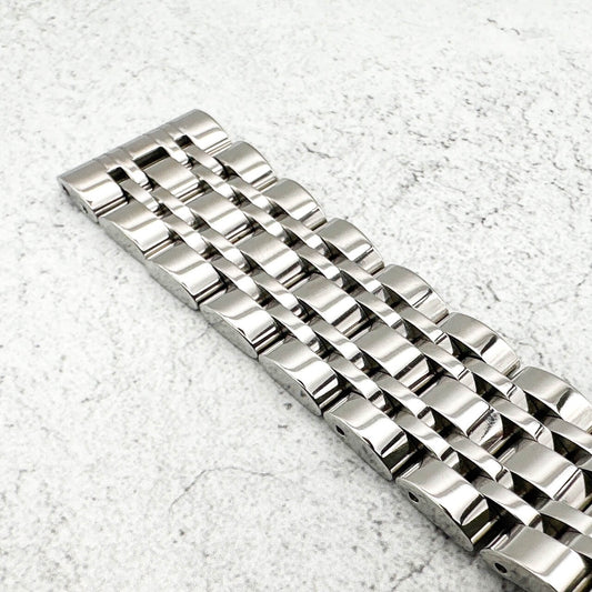 7 Row Link Stainless Steel Straight End Metal Watch Strap With Butterfly Clasp 1