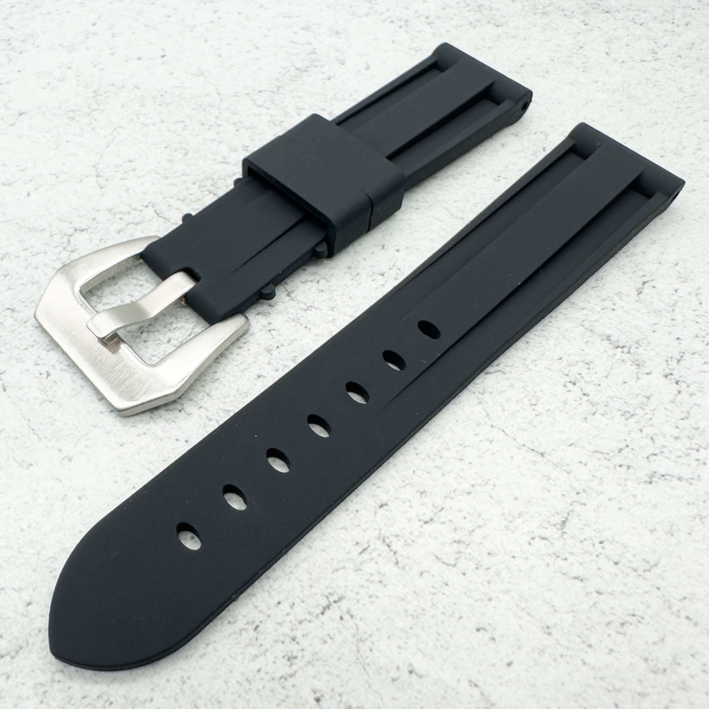 Big Steel Buckle Silicone Watch Strap In Black 2