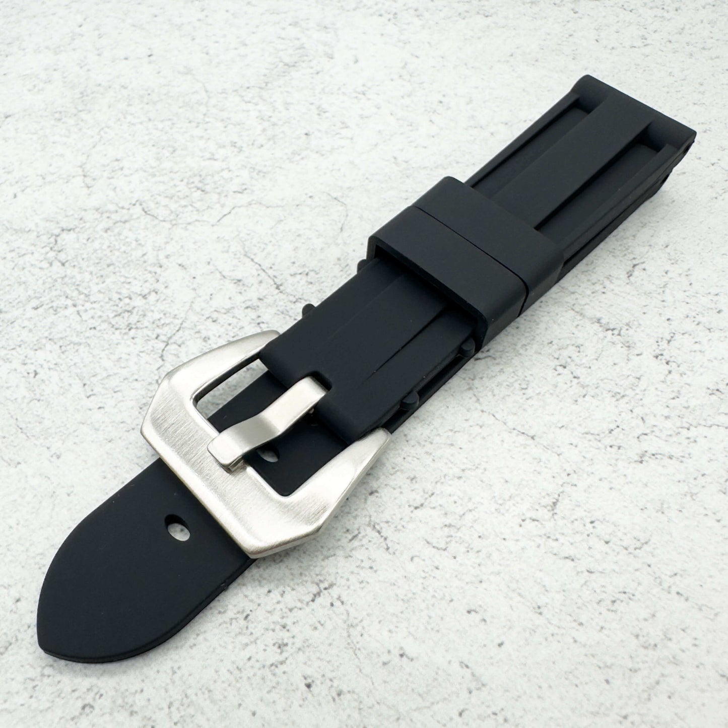 Big Steel Buckle Silicone Watch Strap In Black 3