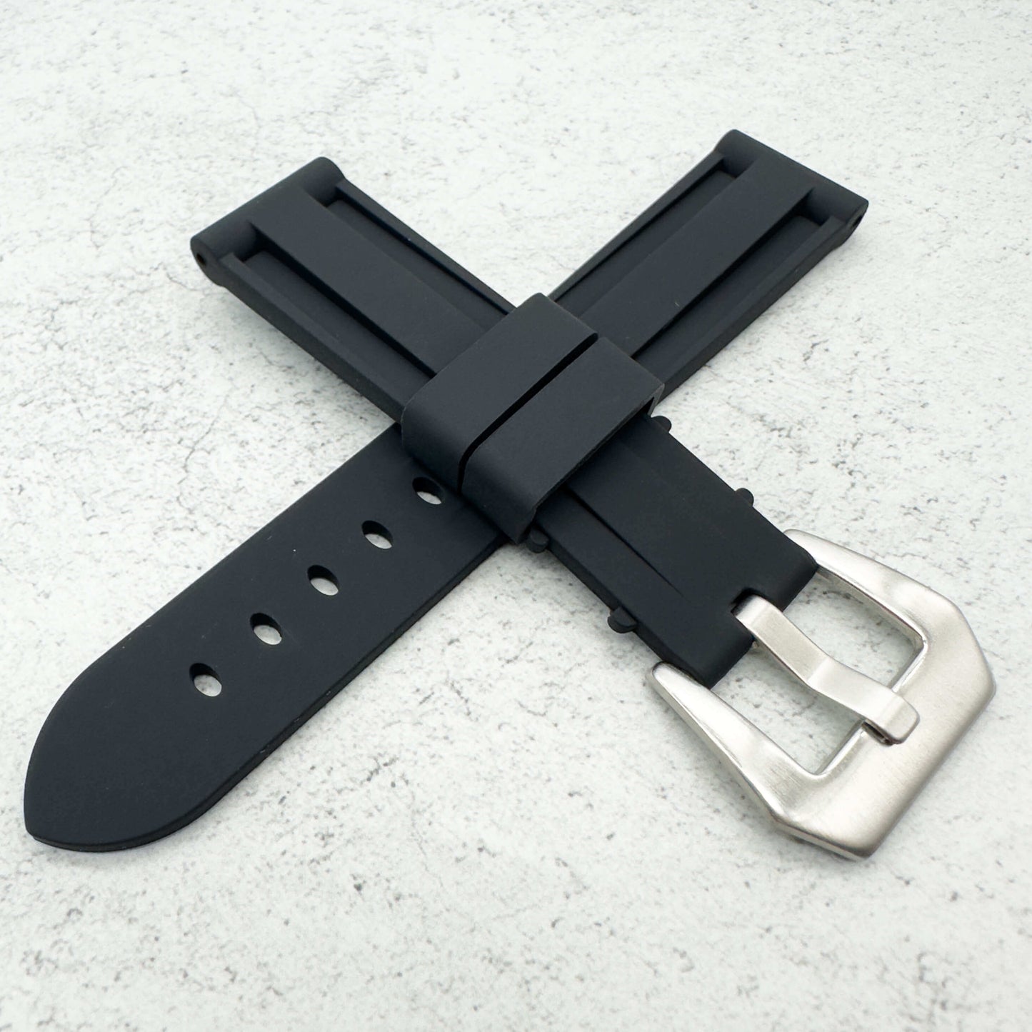 Big Steel Buckle Silicone Watch Strap In Black 4