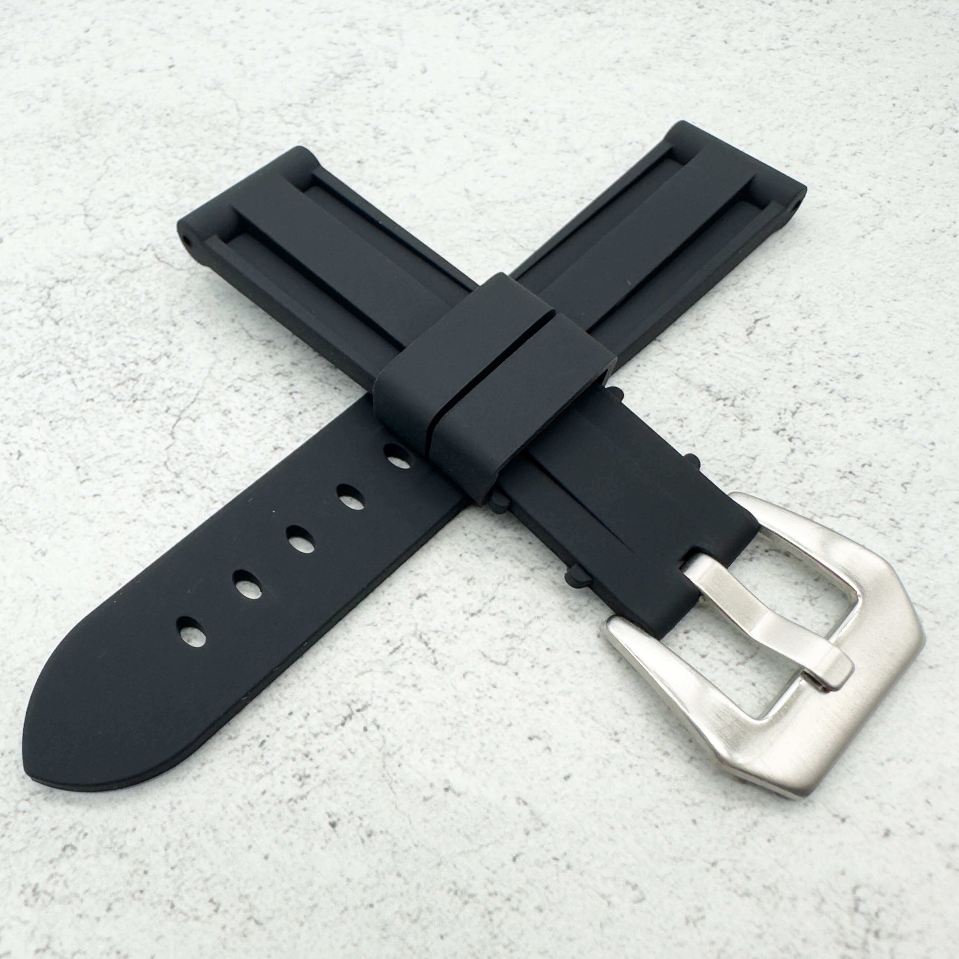 Big Steel Buckle Silicone Watch Strap In Black 4