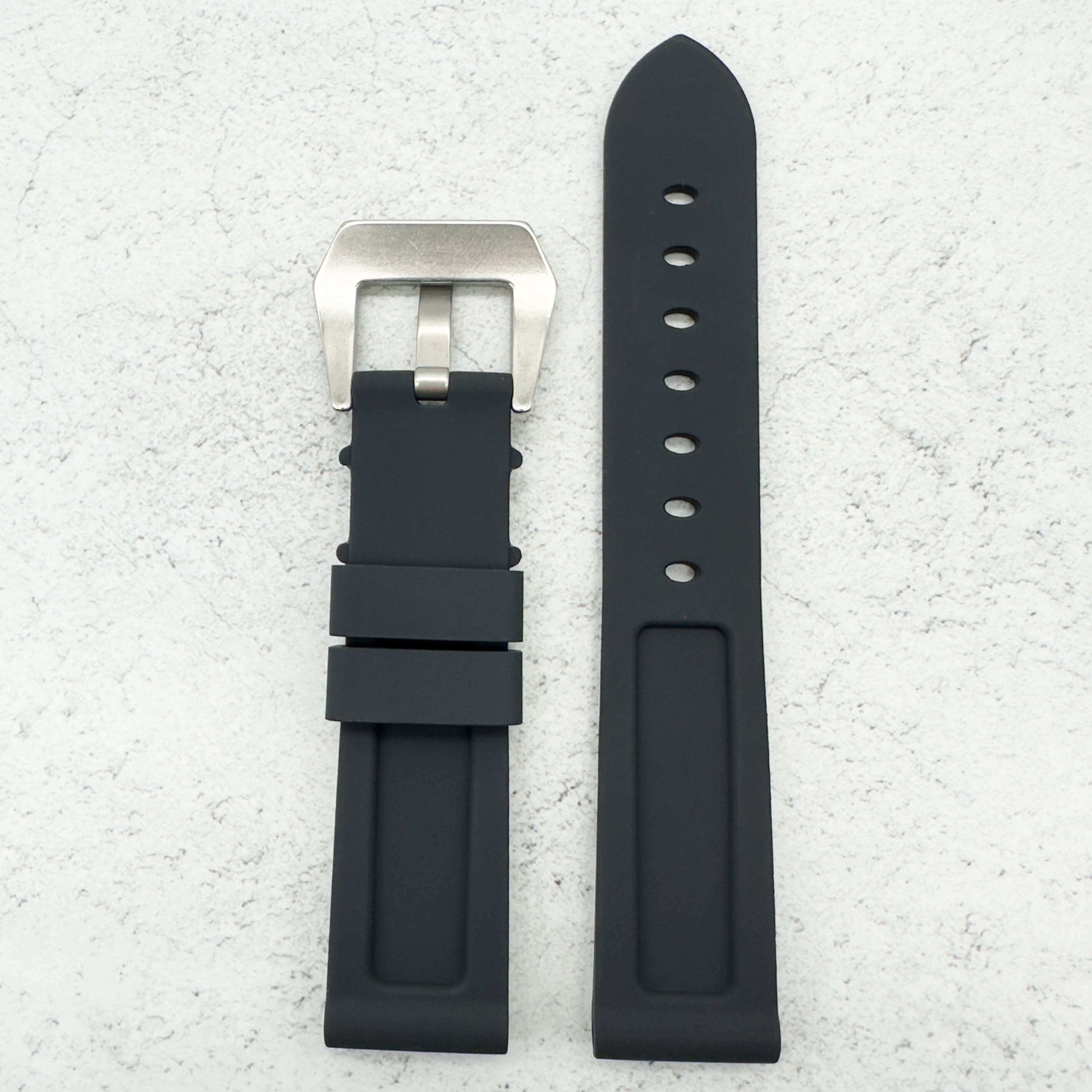 Big Steel Buckle Silicone Watch Strap In Black 5