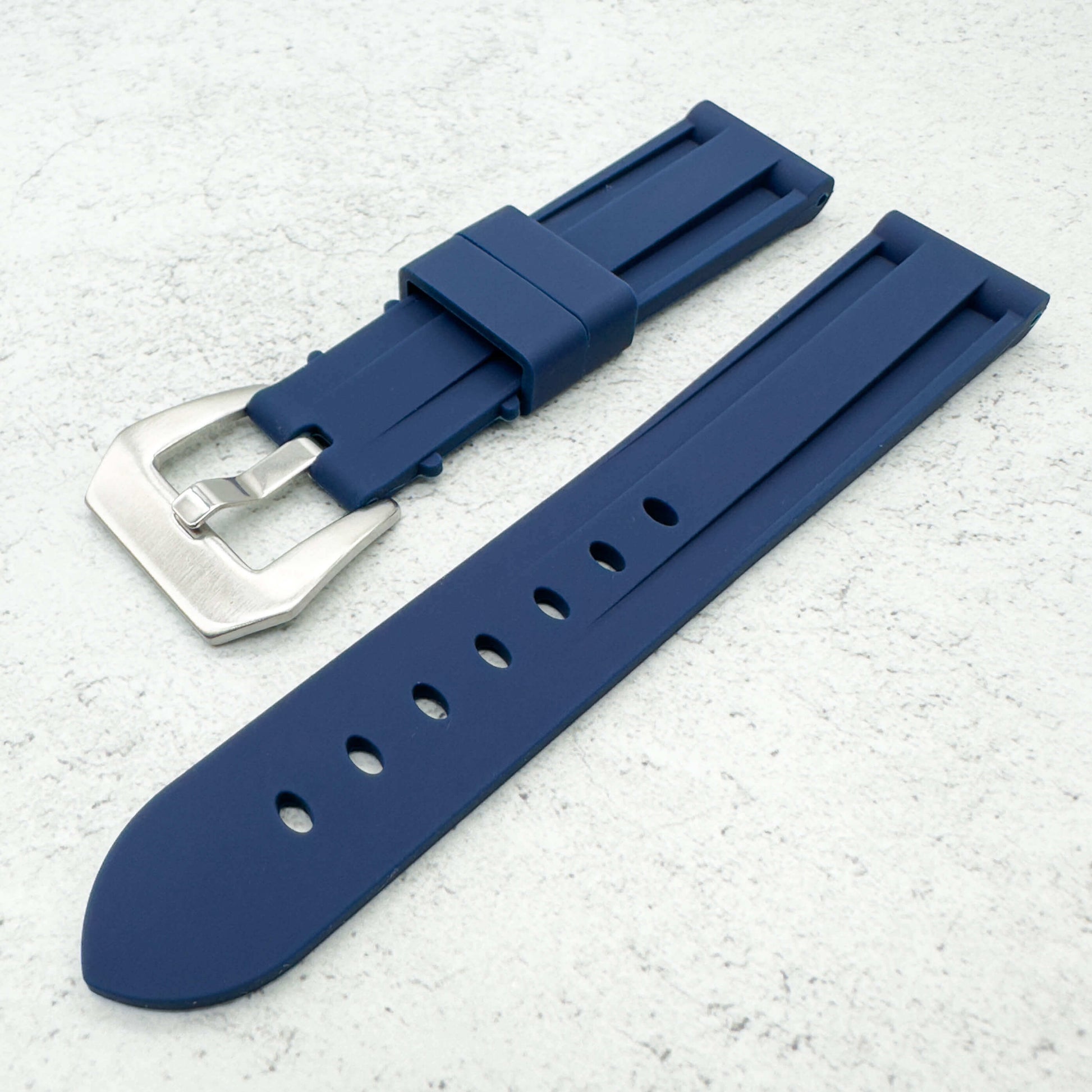 Big Steel Buckle Silicone Watch Strap In Blue 2