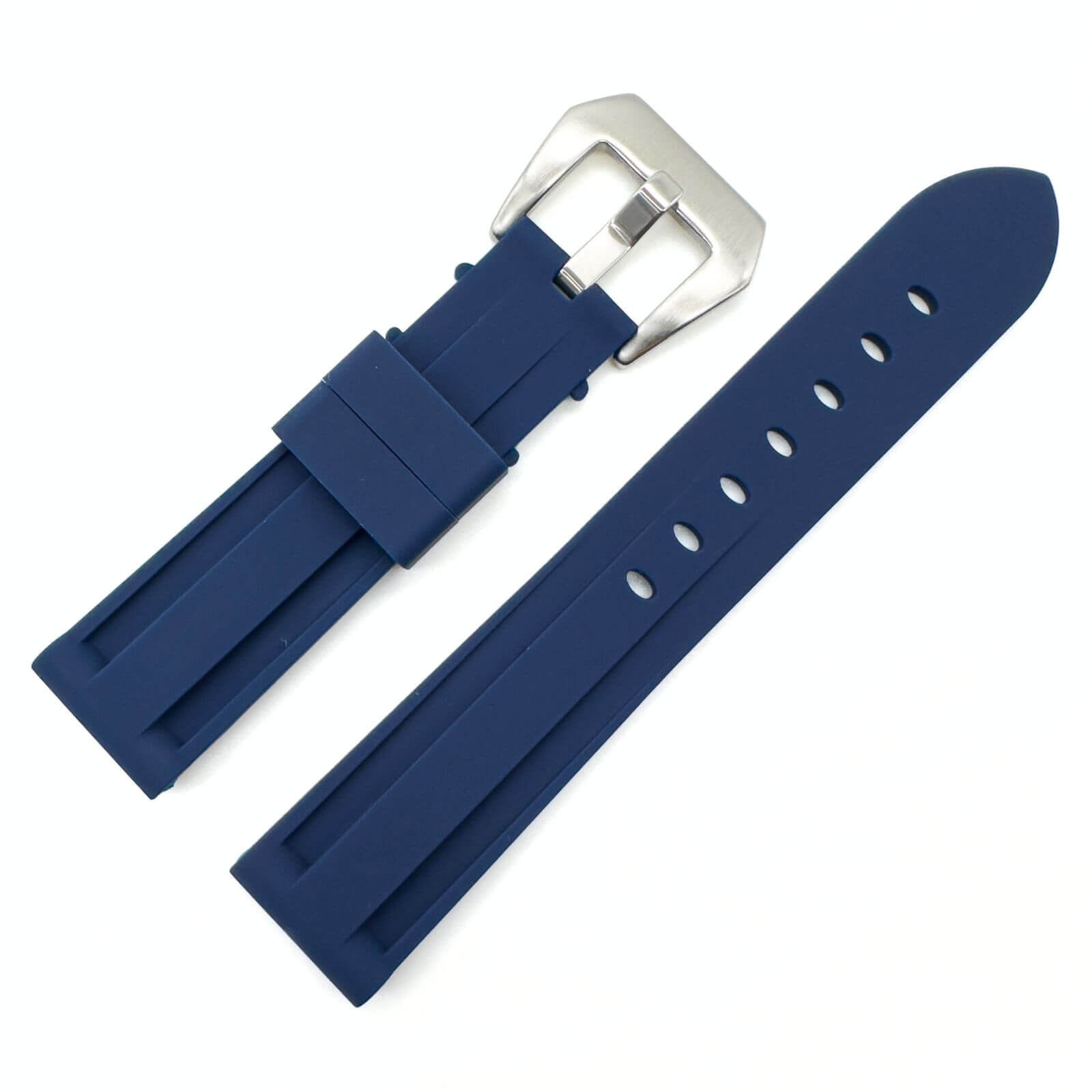 Big Steel Buckle Silicone Watch Strap In Blue 20mm 22 mm 24 mm The Thrifty Gentleman