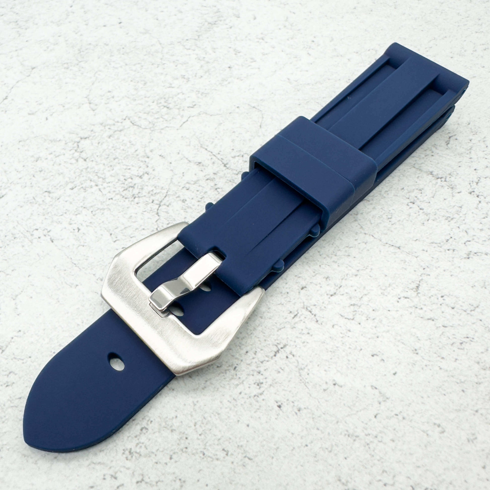 Big Steel Buckle Silicone Watch Strap In Blue 3