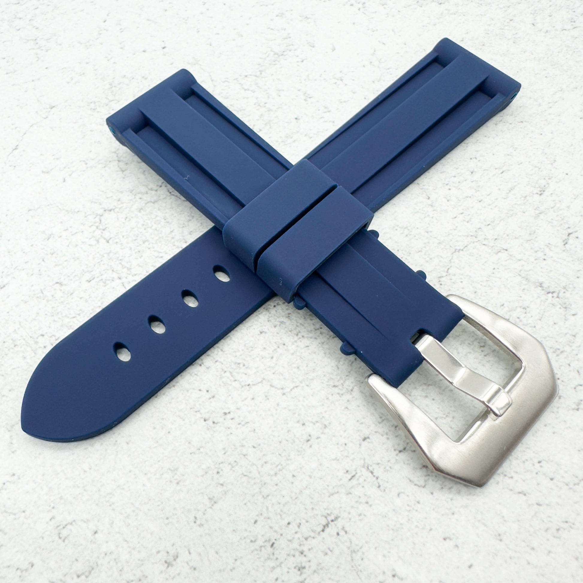 Big Steel Buckle Silicone Watch Strap In Blue 4
