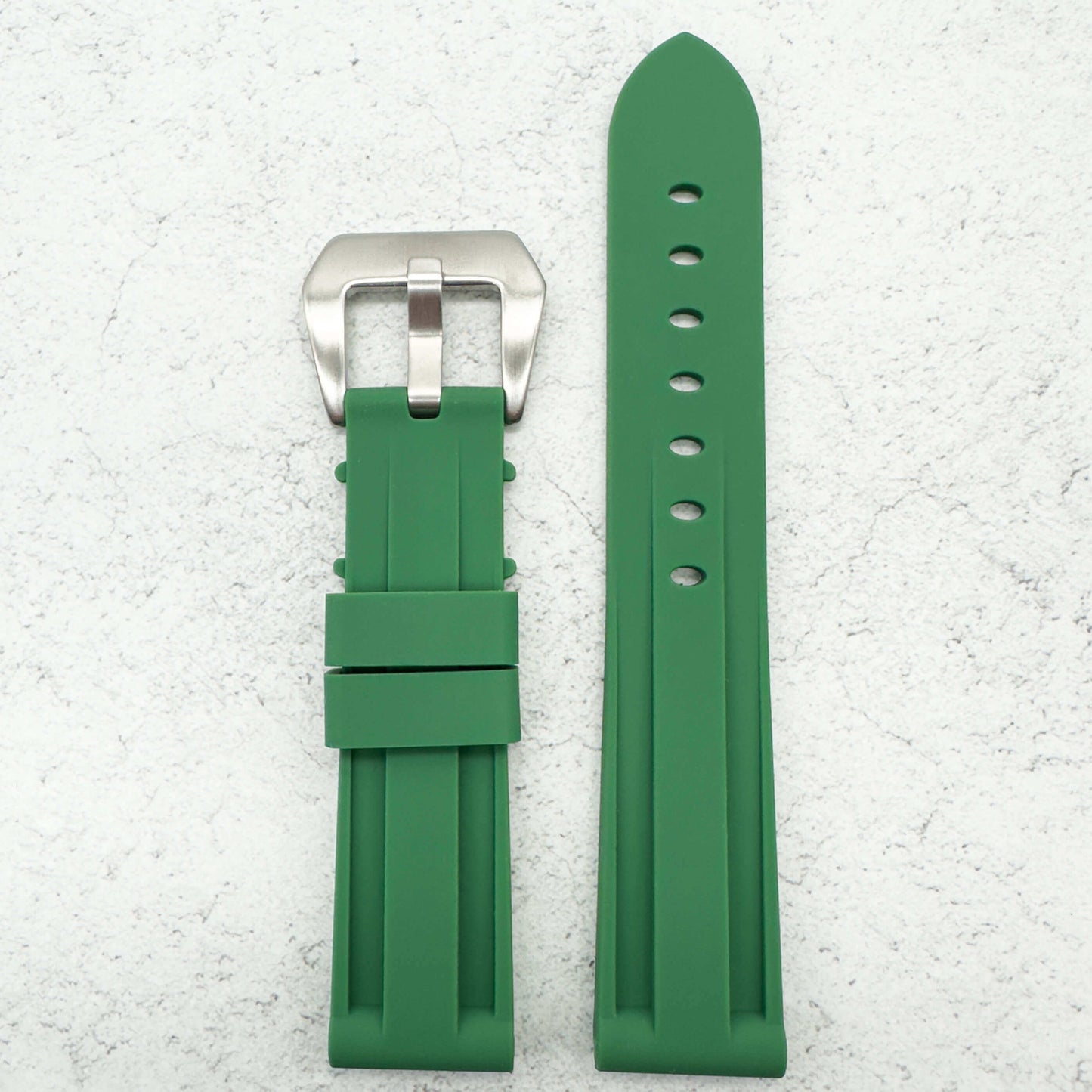 Big Steel Buckle Silicone Watch Strap In Green 1