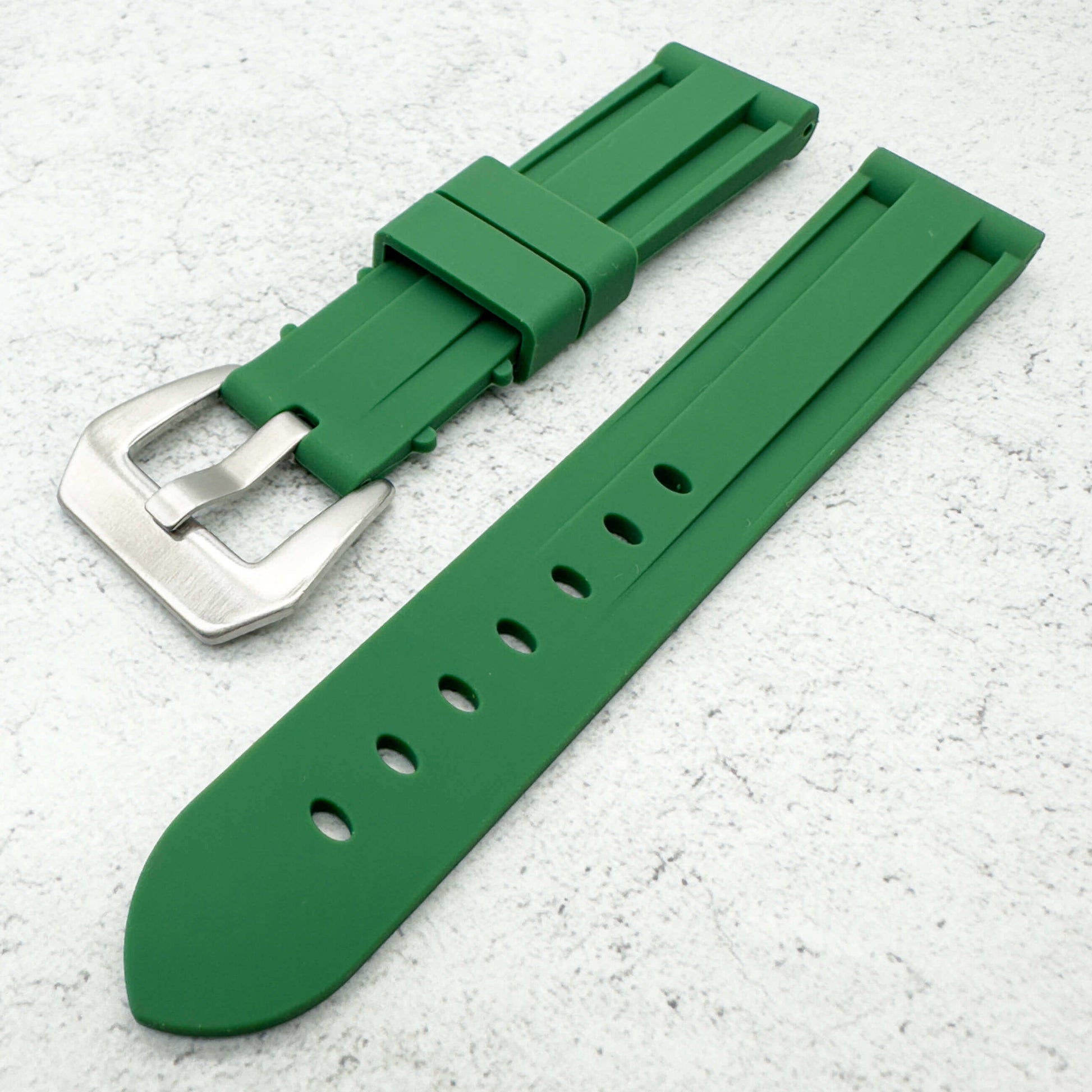 Big Steel Buckle Silicone Watch Strap In Green 2