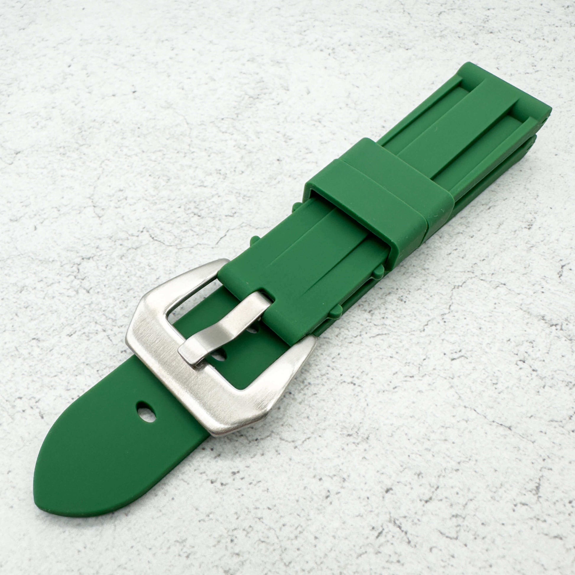 Big Steel Buckle Silicone Watch Strap In Green 3