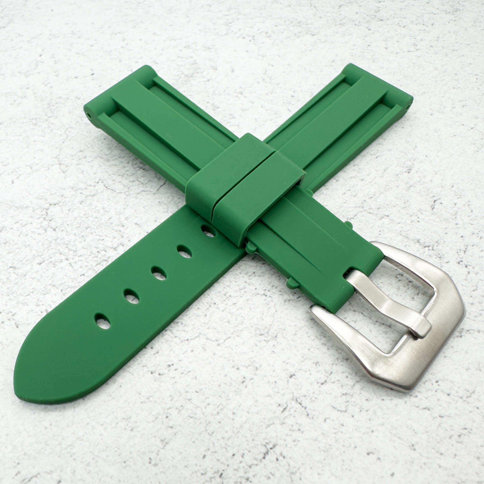 Big Steel Buckle Silicone Watch Strap In Green 4