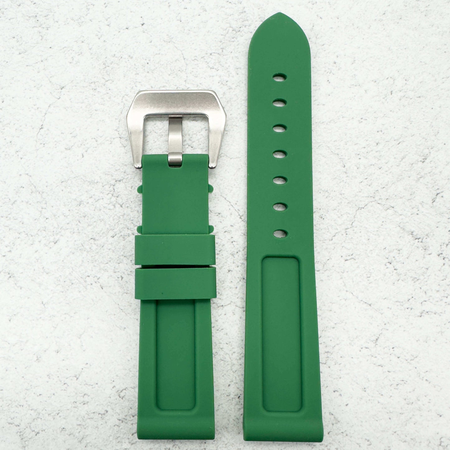Big Steel Buckle Silicone Watch Strap In Green 5