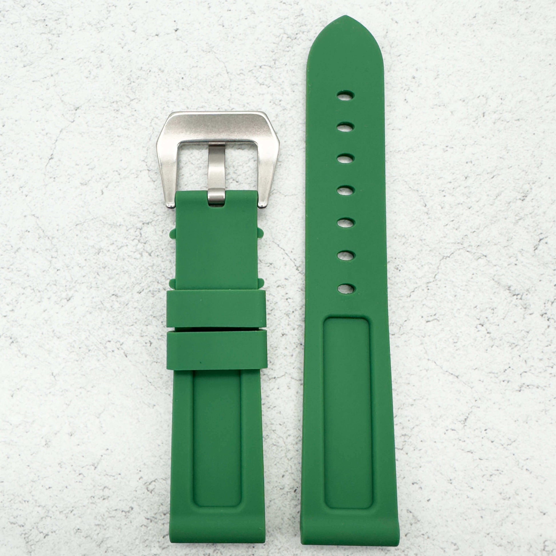 Big Steel Buckle Silicone Watch Strap In Green 5