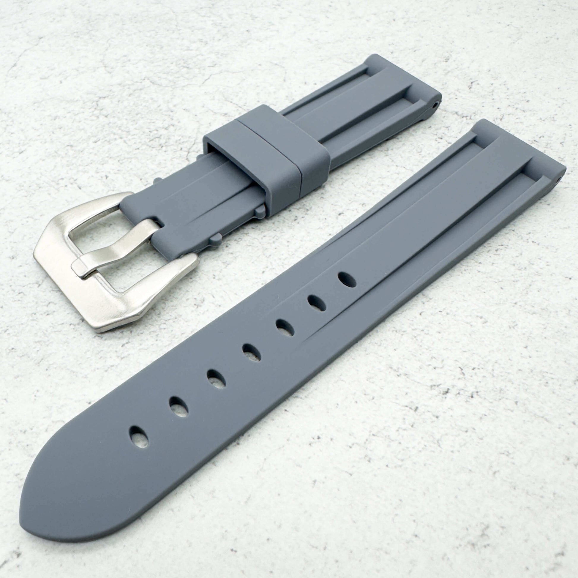 Big Steel Buckle Silicone Watch Strap In Grey 2