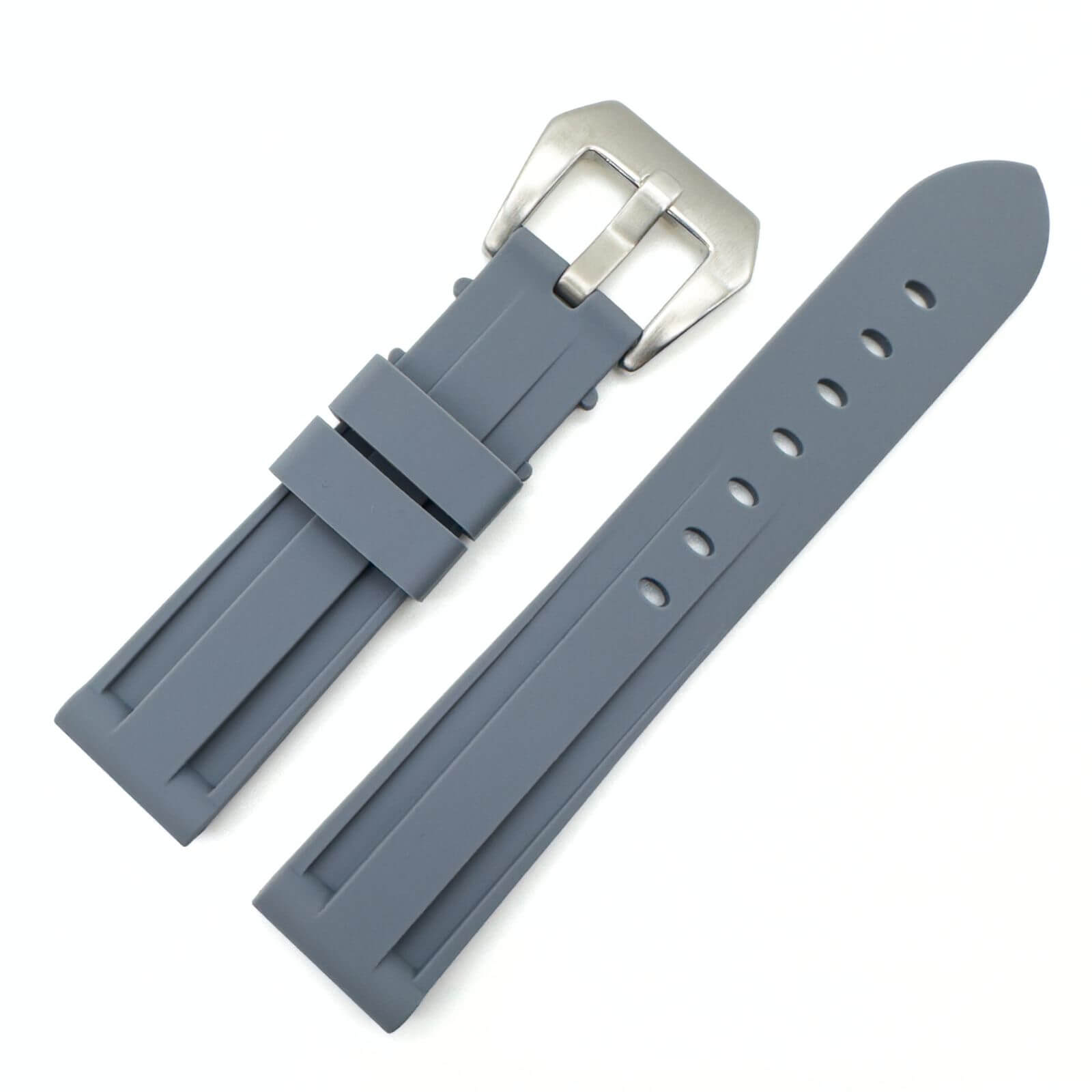 Big Steel Buckle Silicone Watch Strap In Grey 20mm 22 mm 24 mm The Thrifty Gentleman