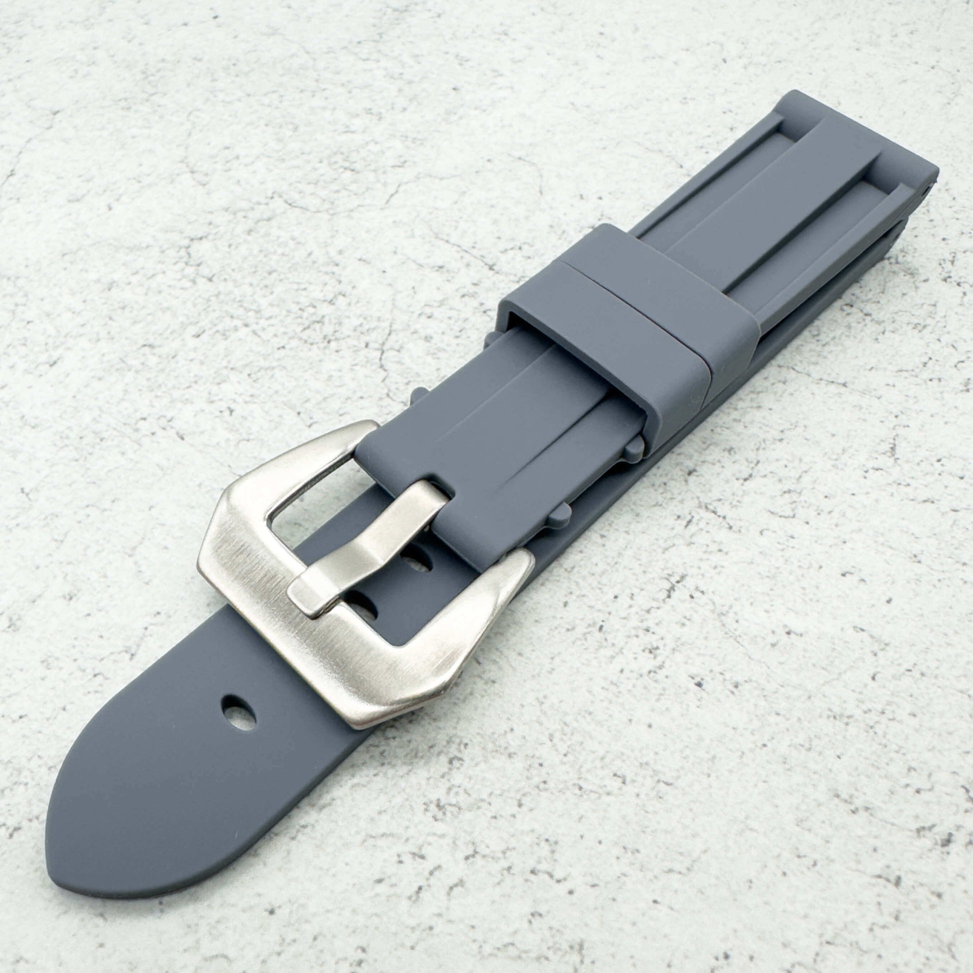 Big Steel Buckle Silicone Watch Strap In Grey 3