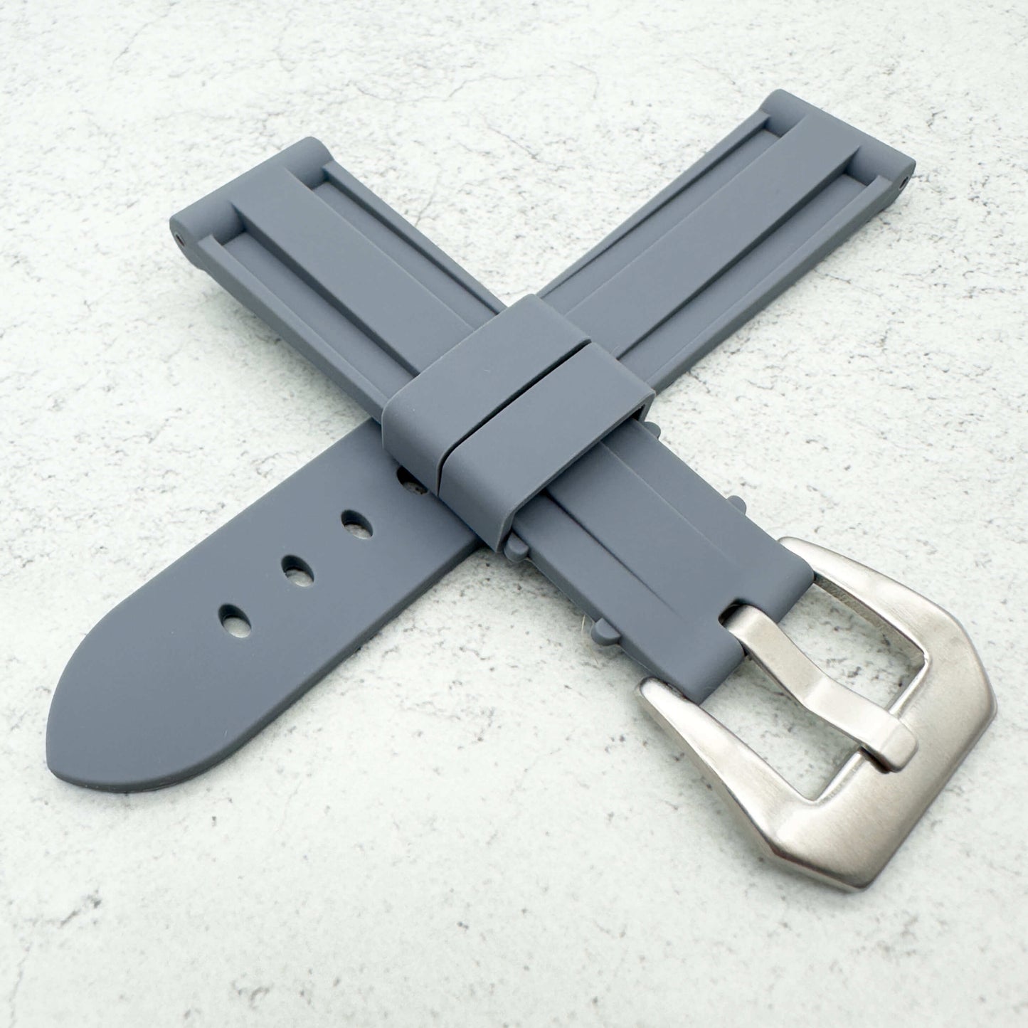 Big Steel Buckle Silicone Watch Strap In Grey 4