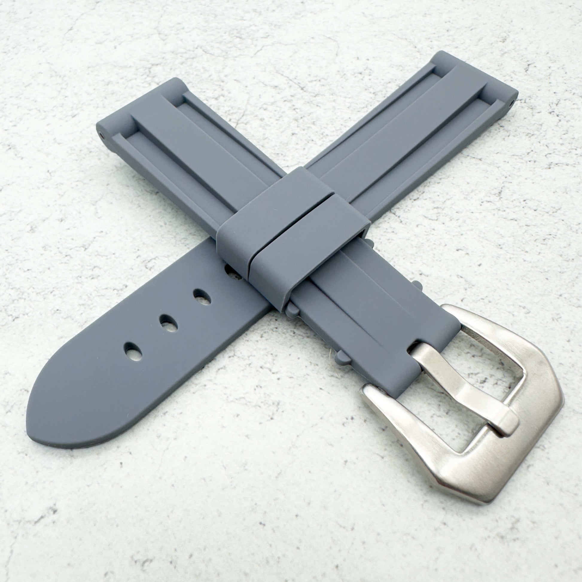 Big Steel Buckle Silicone Watch Strap In Grey 4