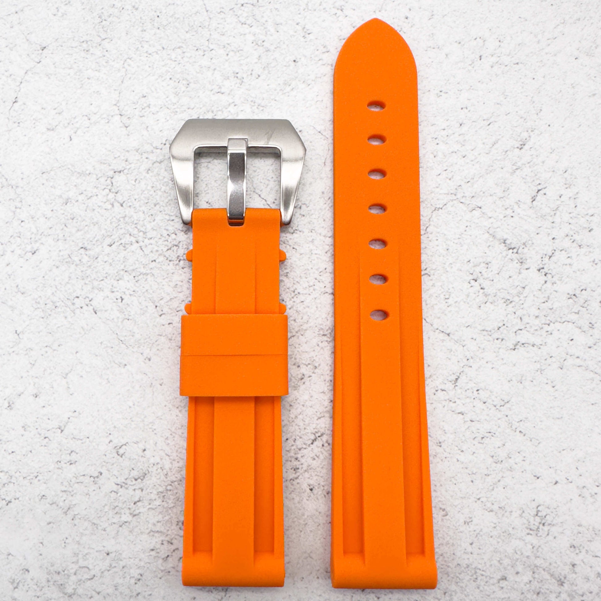 Big Steel Buckle Silicone Watch Strap In Orange 1
