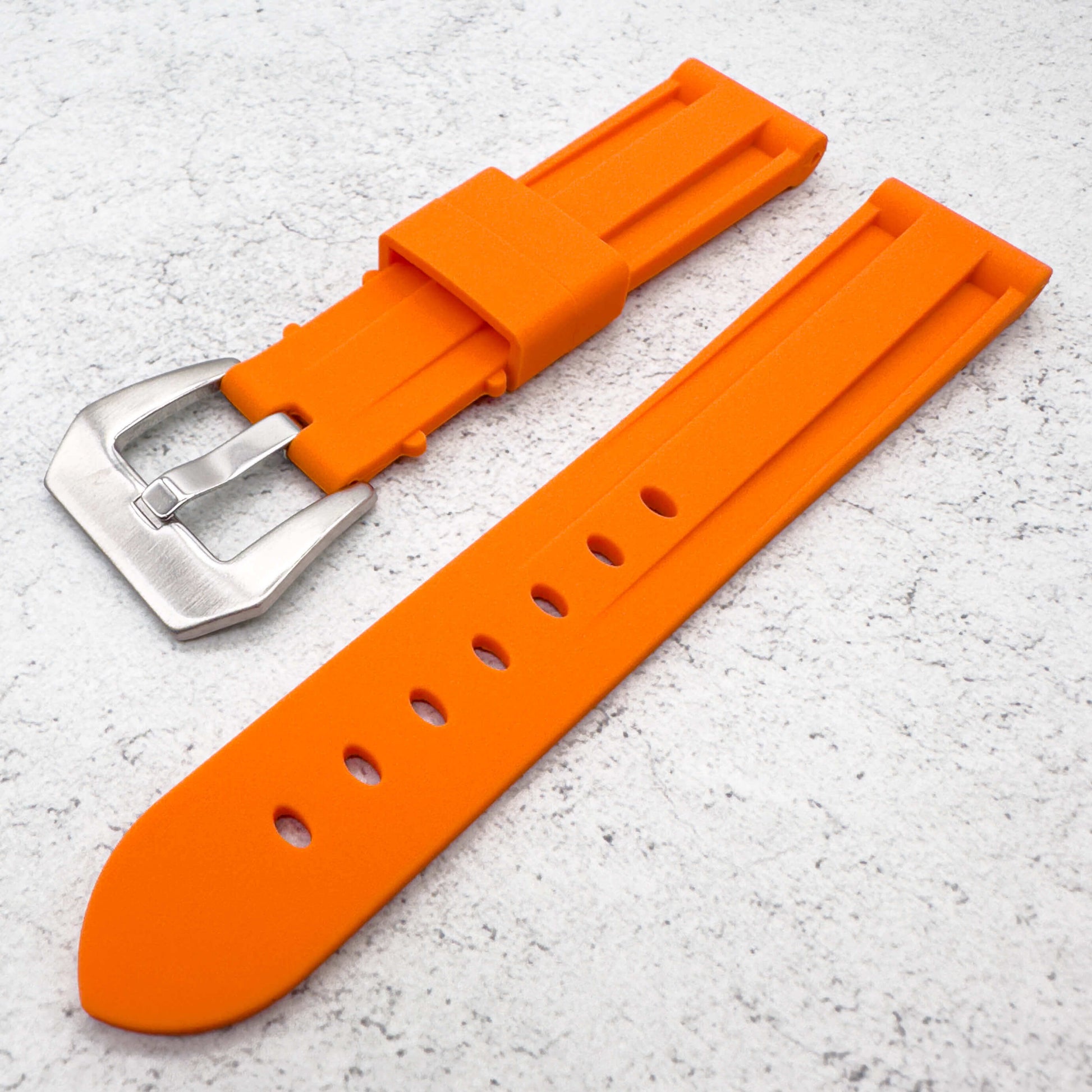 Big Steel Buckle Silicone Watch Strap In Orange 2