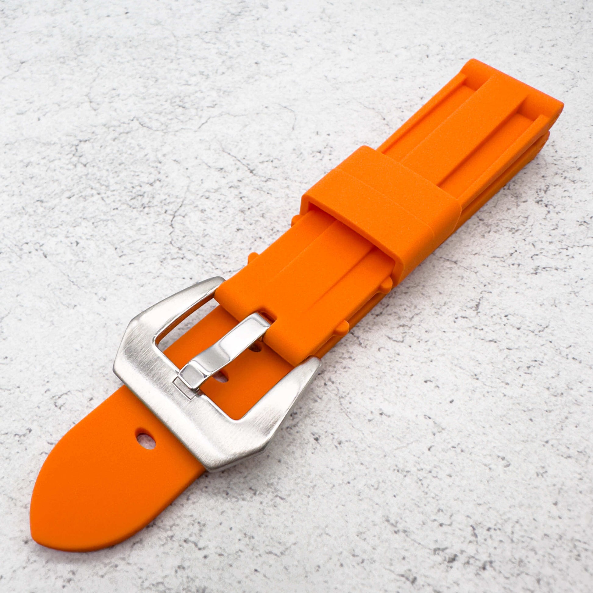 Big Steel Buckle Silicone Watch Strap In Orange 3