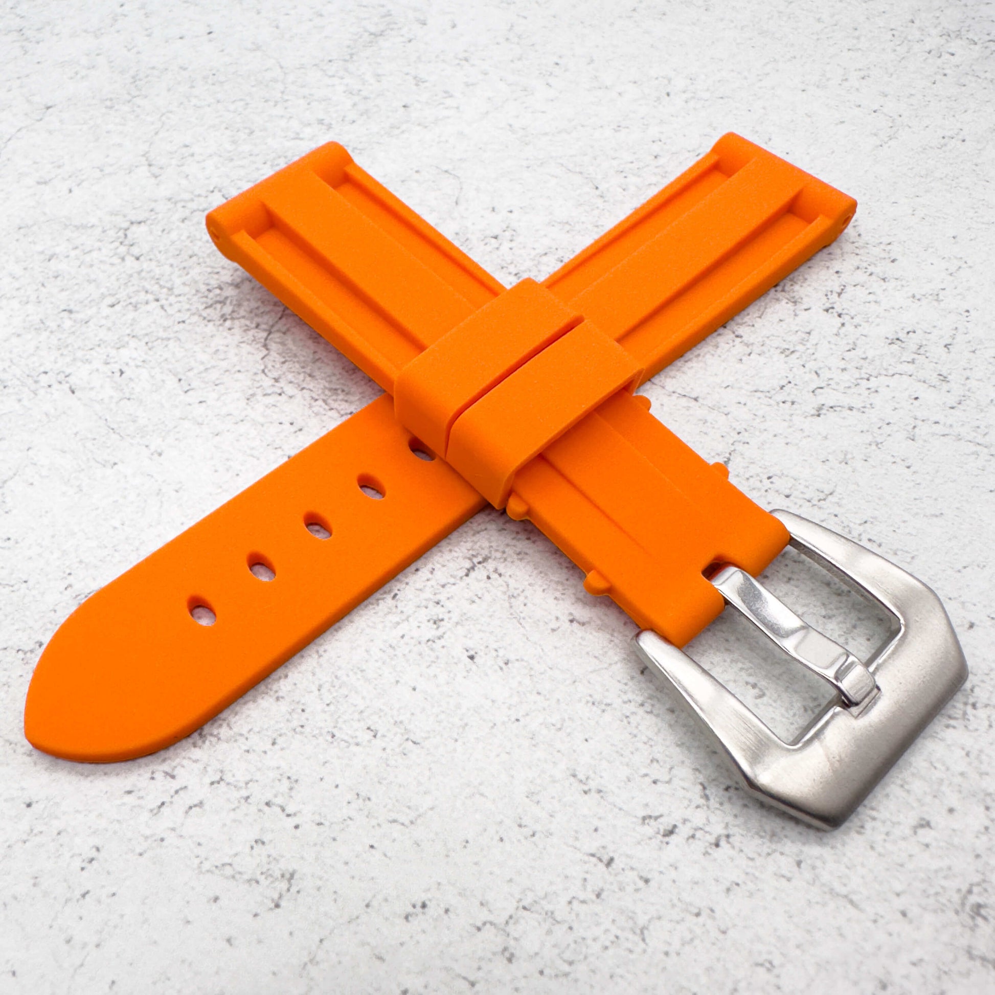 Big Steel Buckle Silicone Watch Strap In Orange 4