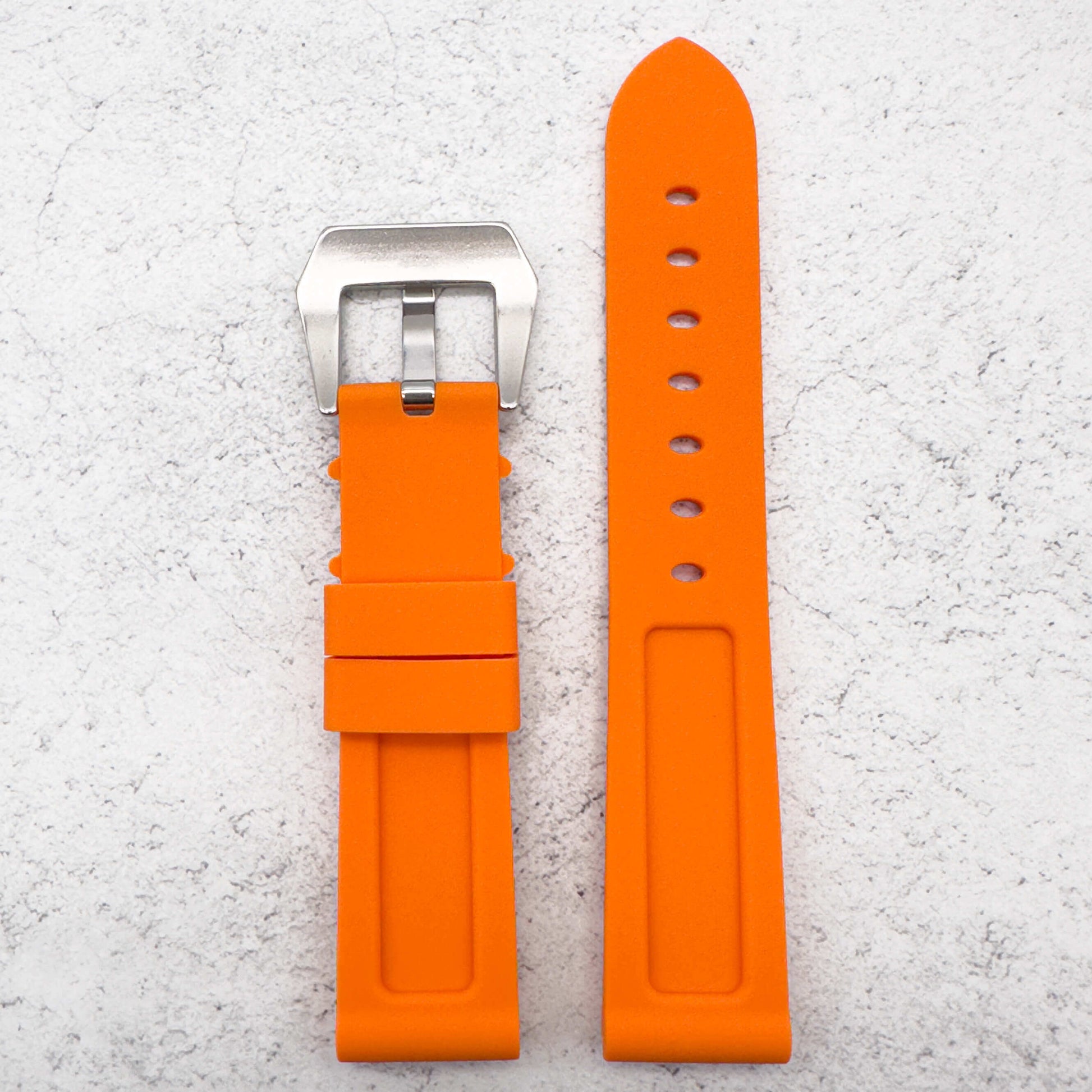 Big Steel Buckle Silicone Watch Strap In Orange 5