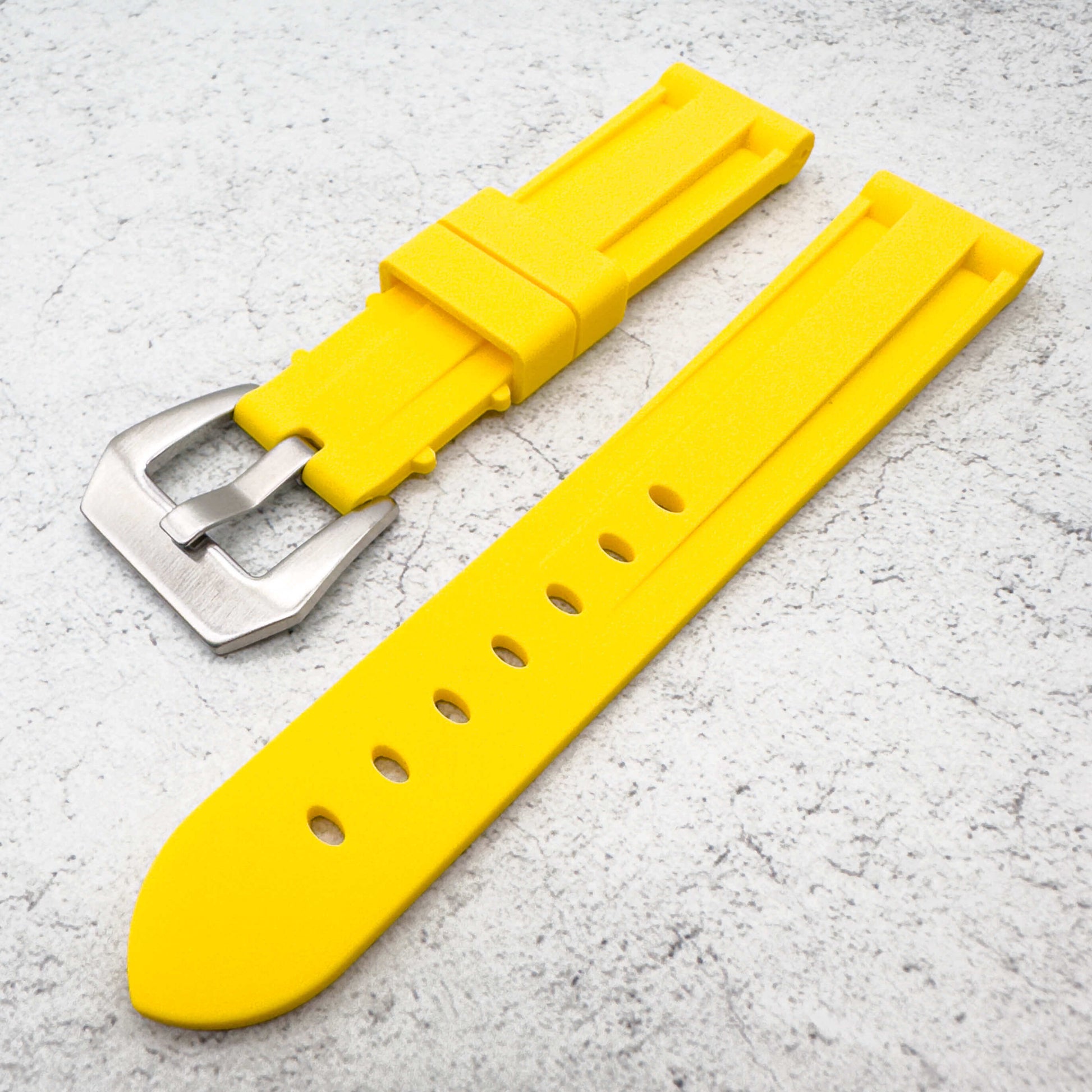 Big Steel Buckle Silicone Watch Strap In Yellow 2