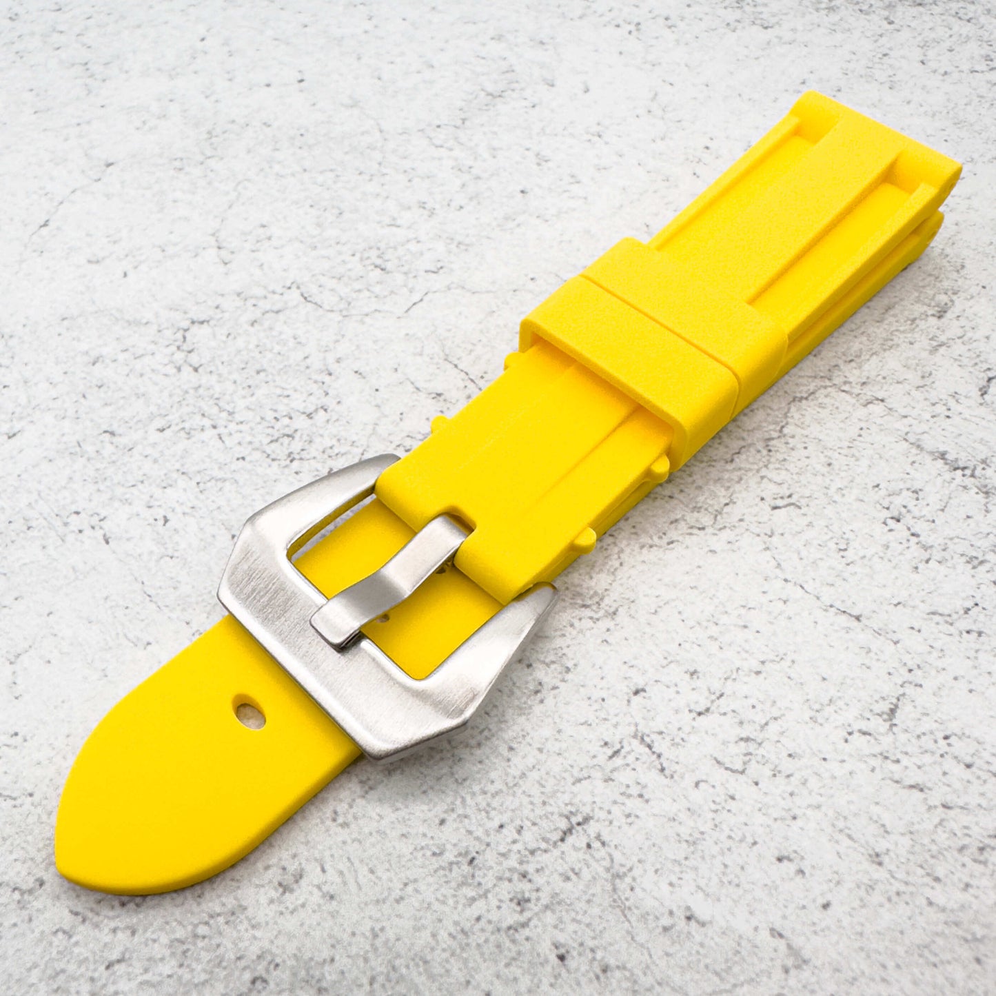 Big Steel Buckle Silicone Watch Strap In Yellow 3