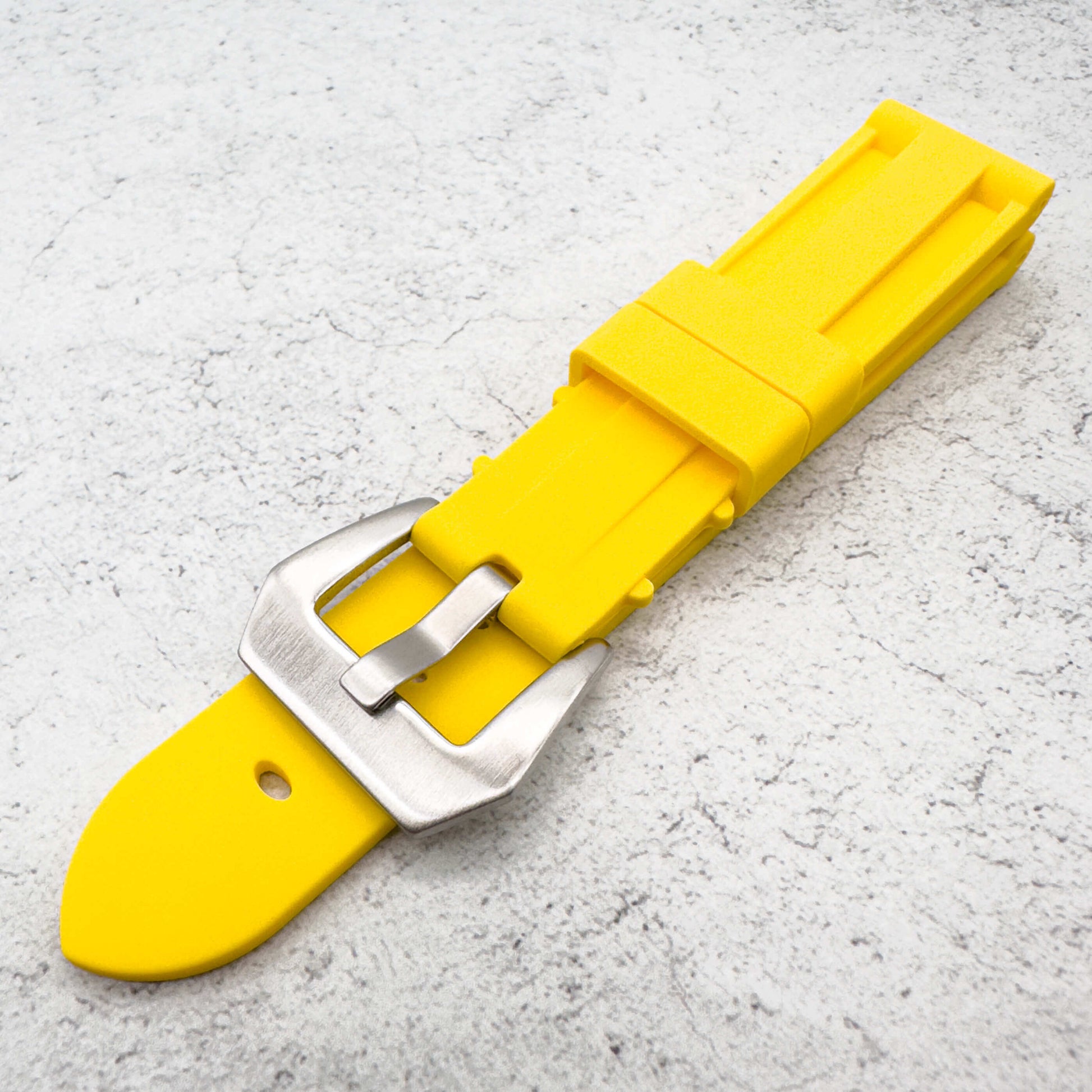 Big Steel Buckle Silicone Watch Strap In Yellow 3