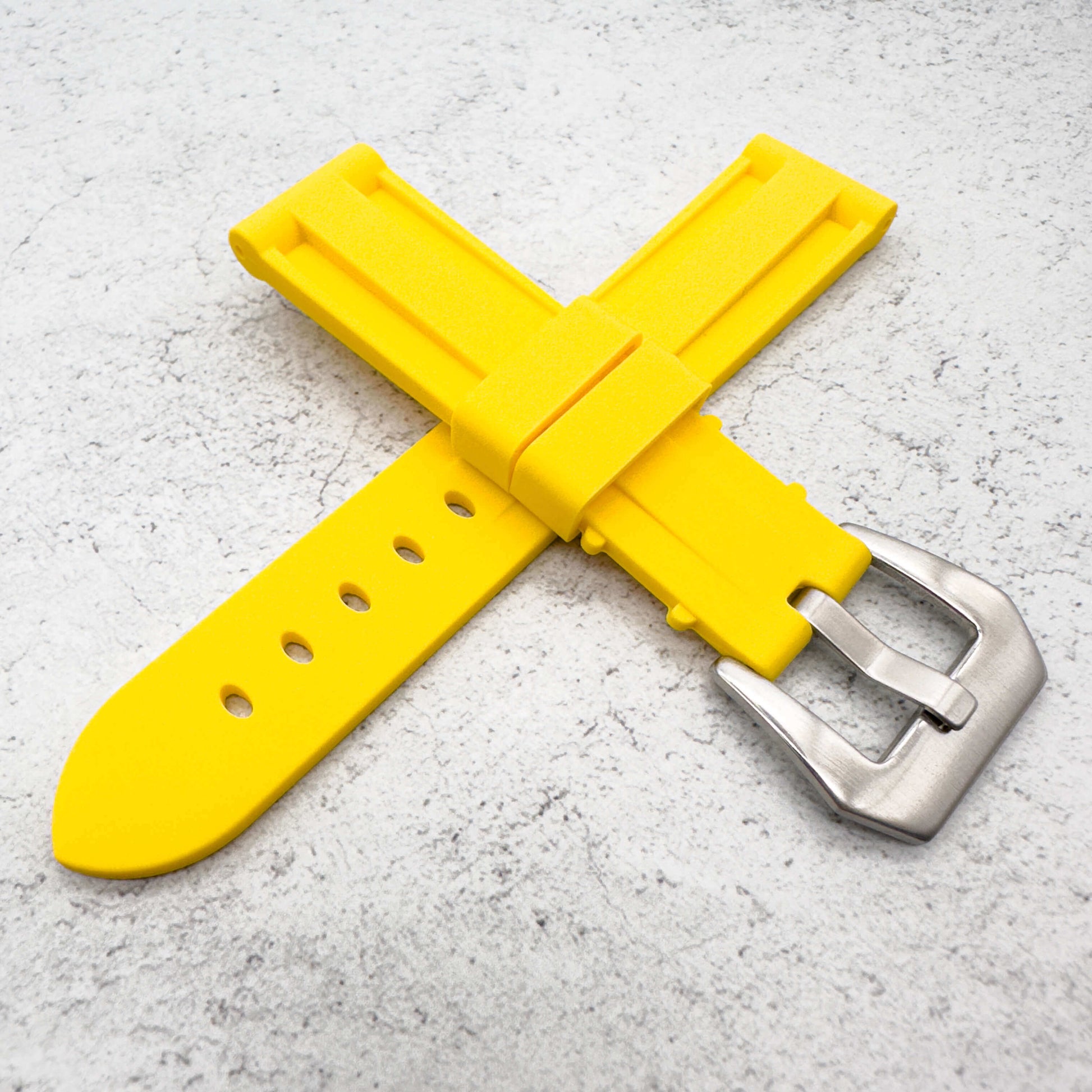 Big Steel Buckle Silicone Watch Strap In Yellow 4