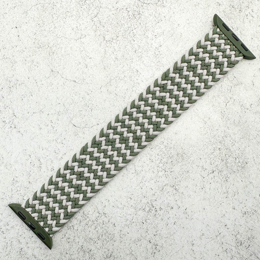 Braided Elastic Watch Band For Apple Watch in Mossy Rock Green Grey 1