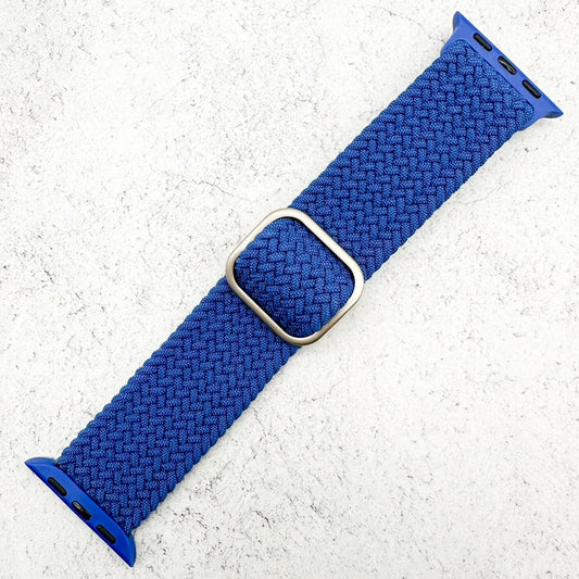 Braided Elastic Watch Band With Buckle For Apple Watch in Blue 1