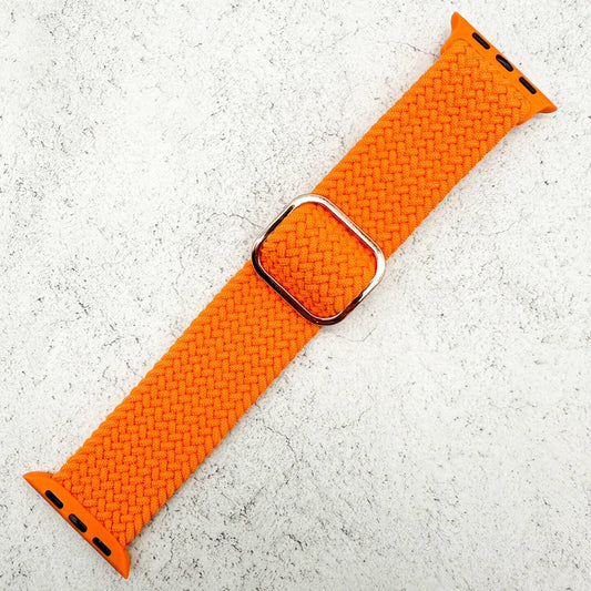 Braided Elastic Watch Band With Buckle For Apple Watch in Orange 1