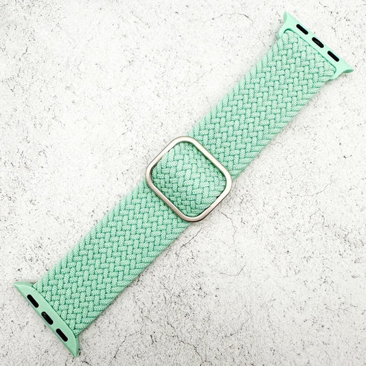 Braided Elastic Watch Band With Buckle For Apple Watch in Pistachio Green 1