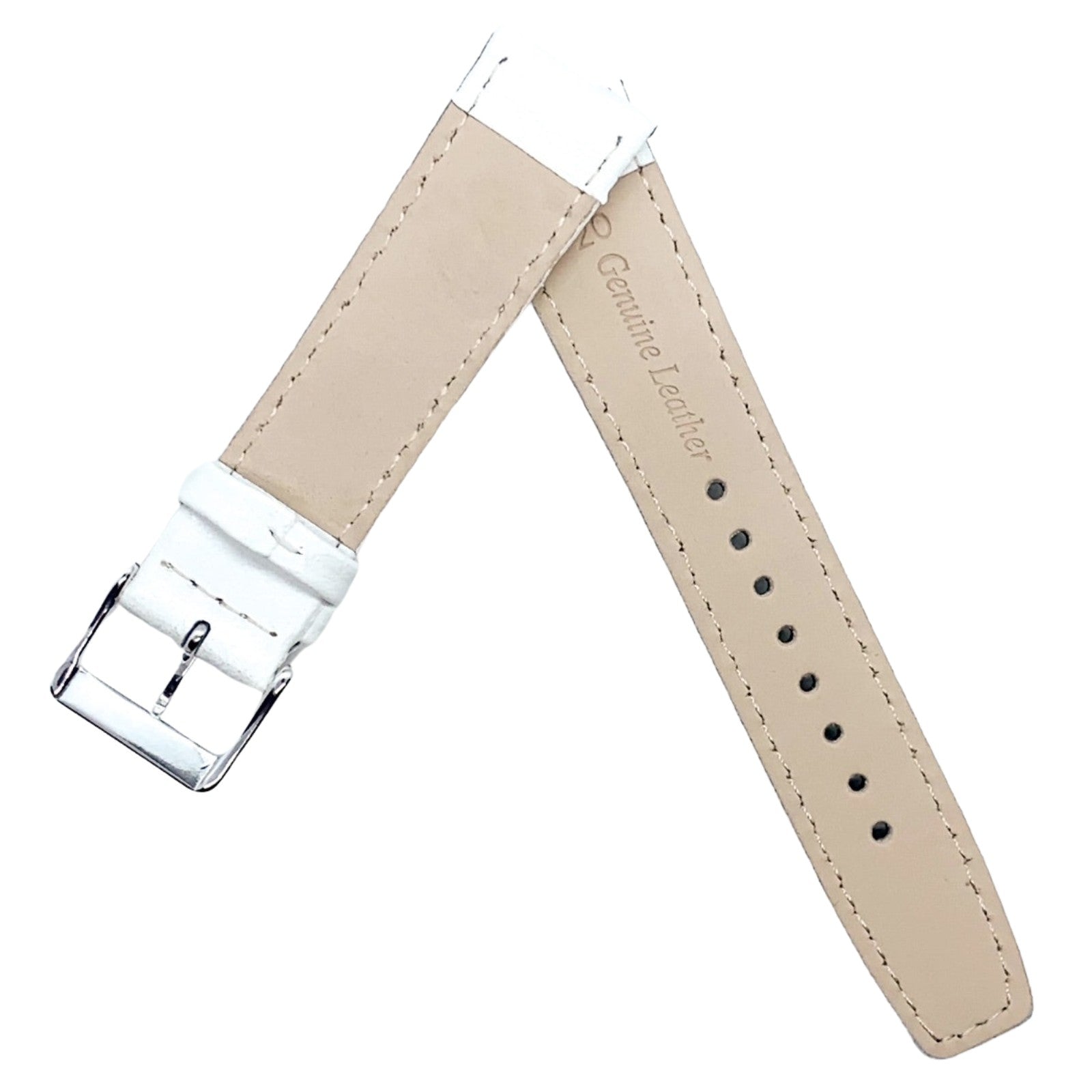Buffalo Grain Genuine Leather Watch Strap White 3