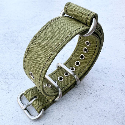 canvas nato watch strap green 2