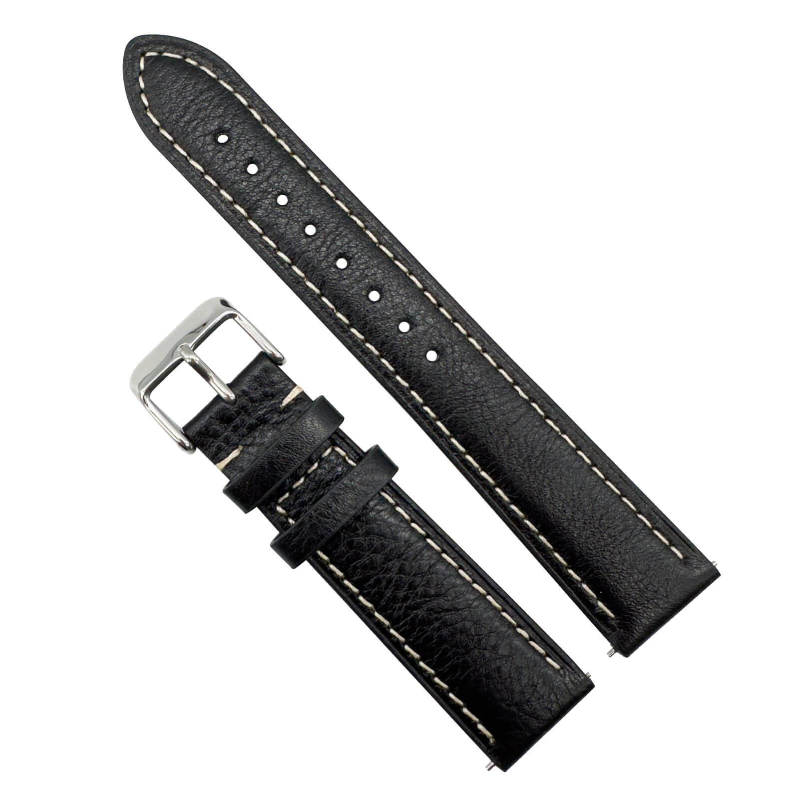 Cowhide Crazy Horse Leather Watch Strap BLACK 18 20 22 mm