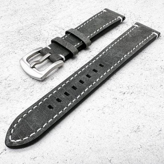 Crazy Horse Vintage Genuine Leather Watch Strap Grey 2