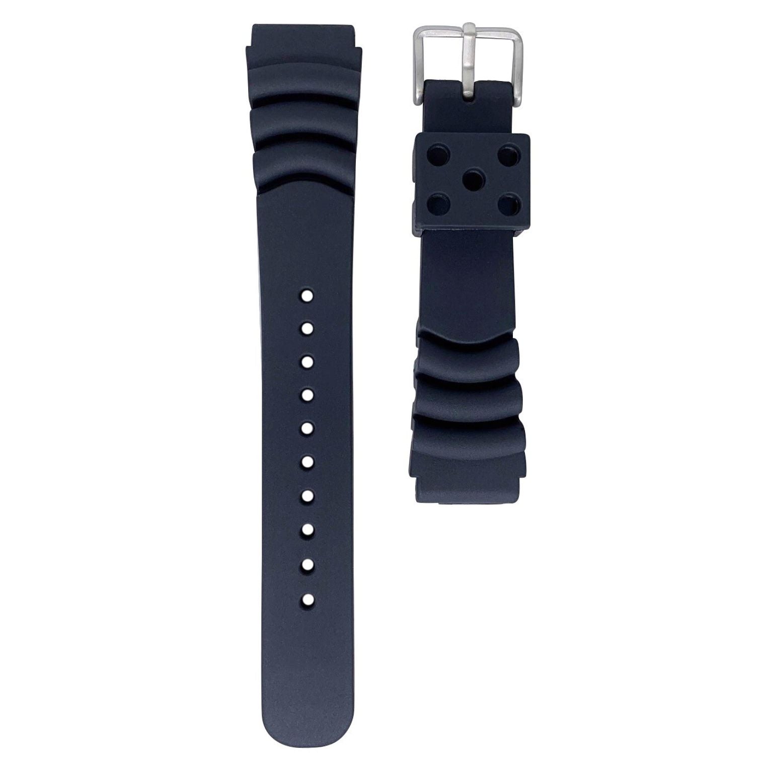 Black Rubber 22mm Silicone Watch Band Heavy Duty Silicone Watch Strap Black Dive Watch Bands