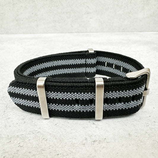 Elastic NATO Watch Strap Black Grey Bond Spectre 2