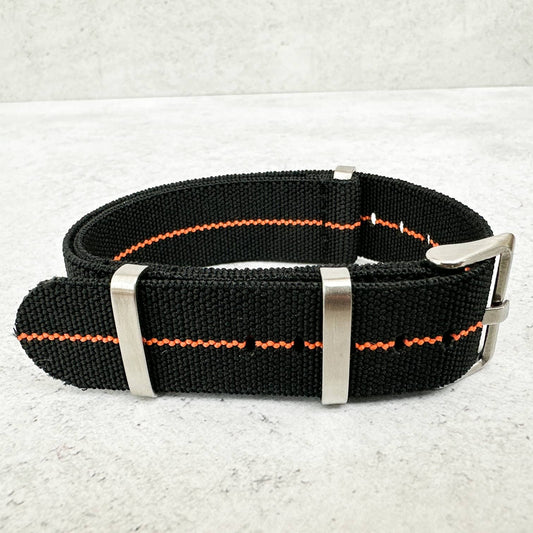 Elastic NATO Watch Strap Black Orange 2