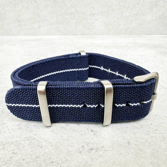 Elastic NATO Watch Strap Blue White 2