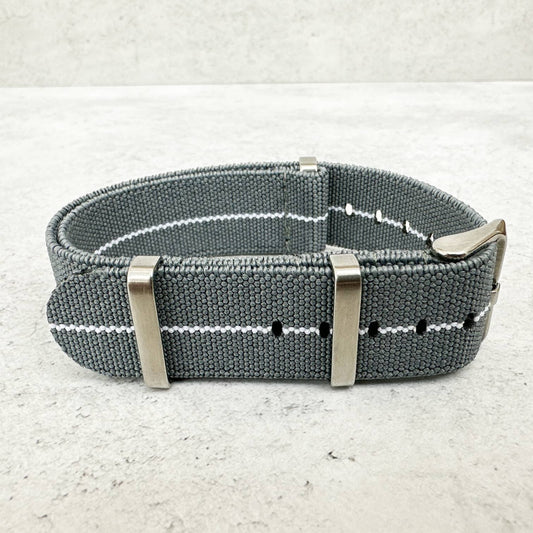 Elastic NATO Watch Strap Grey White 2