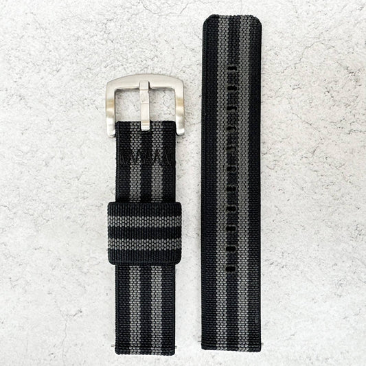 Elastic Nylon Quick Release Watch Strap Black Grey Bond Spectre 2