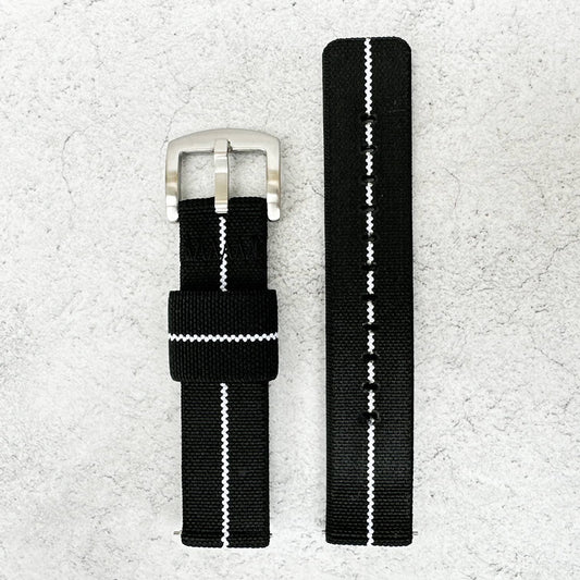 Elastic Nylon Quick Release Watch Strap Black White 2