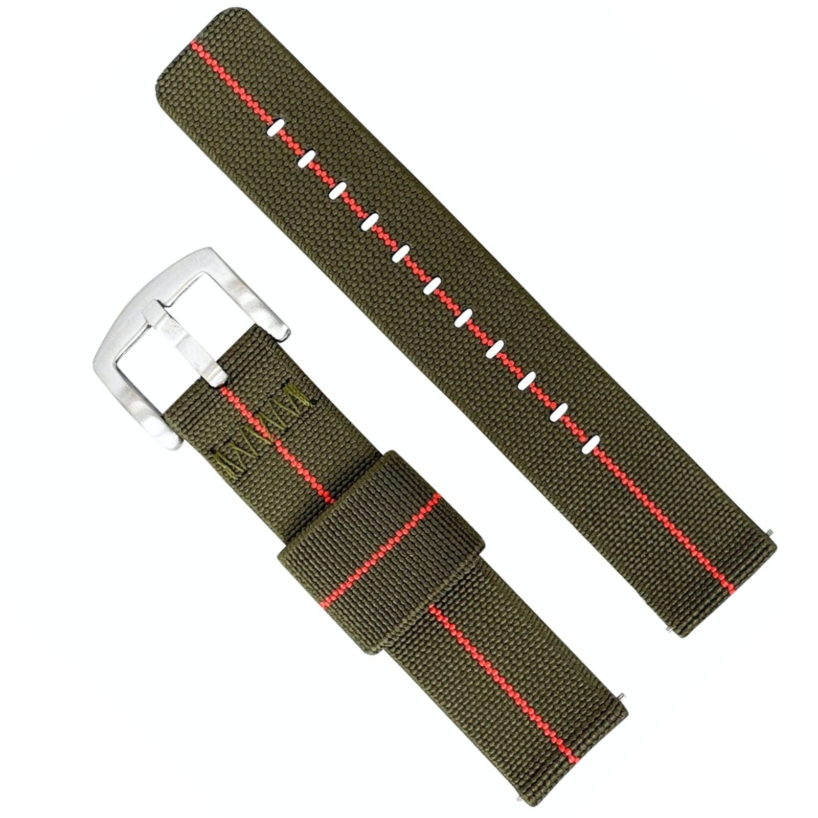 Elastic Nylon Two Piece Watch Strap GREEN RED 20 22 mm