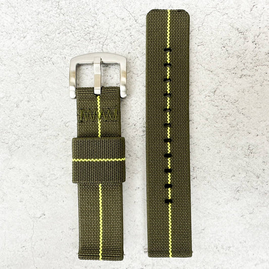 Elastic Nylon Quick Release Watch Strap Green Yellow 2