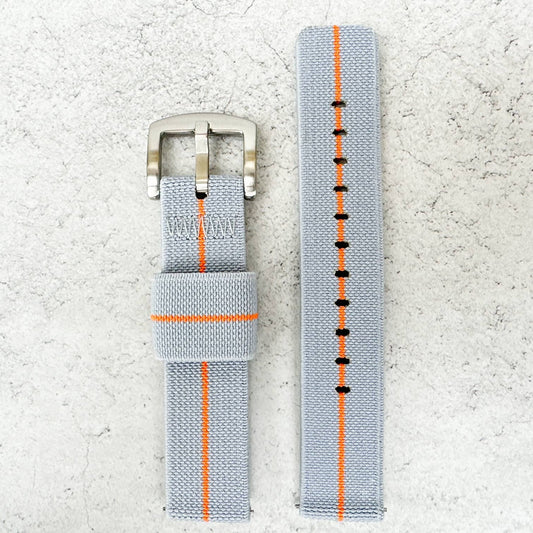 Elastic Nylon Quick Release Watch Strap Grey Orange 2