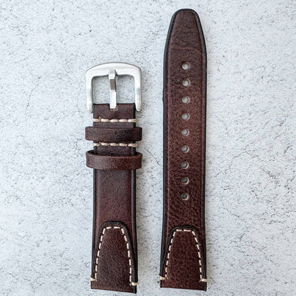 Genuine Leather Vintage Style Quick Release Watch Strap Dark Brown 4