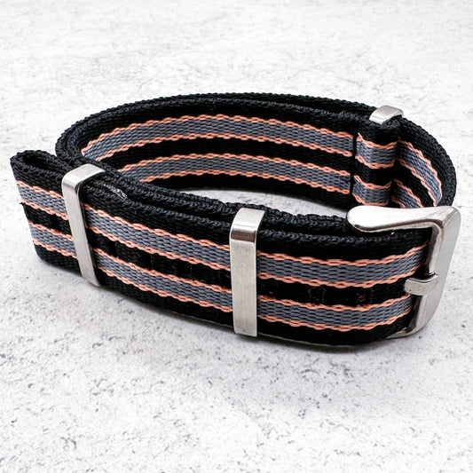 Herringbone NATO Watch Strap Black Grey Peach Bond No Time To Die 2